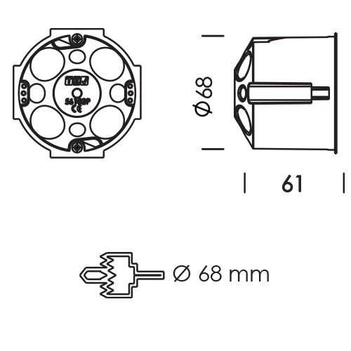 Caixa De Aparelhagem Funda Ø68 - 68X61 Para Paredes Ocas Verde (56102P - TEV) - Boutique das Lâmpadas