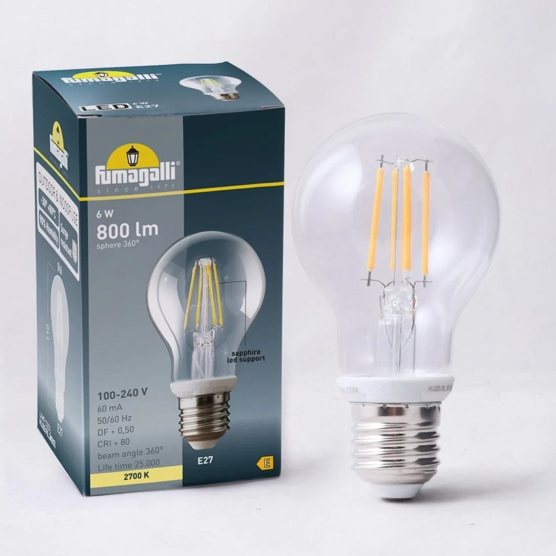 Lâmpada LED A60 E27 6W – 2700K – 800 lm