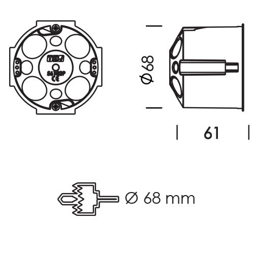 Caixa De Aparelhagem Funda Ø68 - 68X61 Para Paredes Ocas Verde (56102P - TEV)