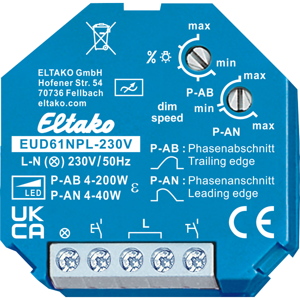 DIMMER UNIVERSAL, SEM LIGAÇÃO DE NEUTRO - EUD61NPL-230V