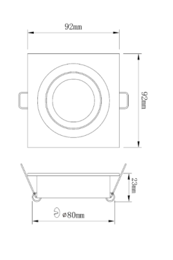 Encastre de Teto Orientável Plano 1021 – Preto Mate / Branco Mate