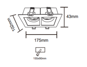 Encastre de Teto Orientável Mini Kardan 2L 1112