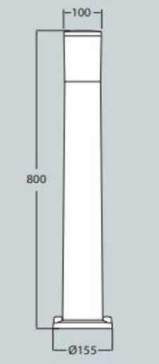 Balizador AMELIA 800 IP55 – Preto / Cinza / Branco
