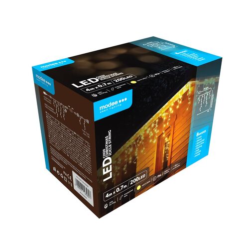 Cortina de Luzes LED de Natal Modee com Adaptador C2020 Expansível (100 LED/4m/70cm Altura)