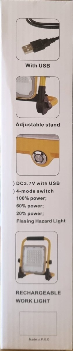 Projetor LED 50W Portátil e Recarregável 6500K - Boutique das Lâmpadas