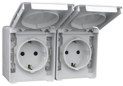 48862C - Tomada Dupla Schuko Horizontal - Boutique das Lâmpadas