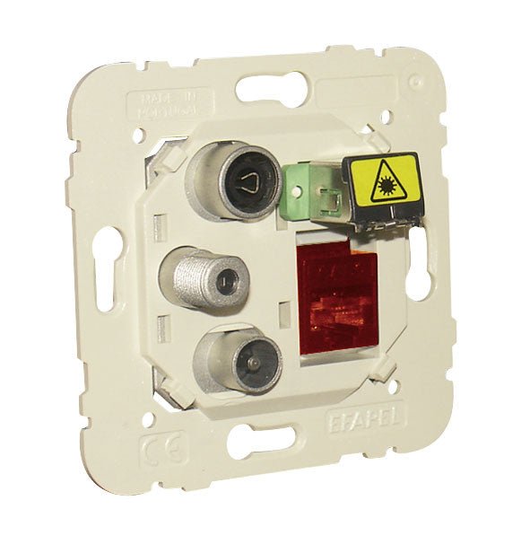 Tomada Mista R - TV - SAT - RJ45 Cat. 6 UTP - FO SC - APC Estrela (21545 - Efapel) - Boutique das Lâmpadas